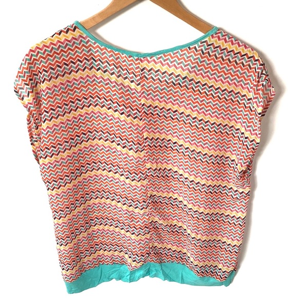 Liberty love sheer boho zigzagged printed multicolored sleeveless top, size L - Picture 6 of 6